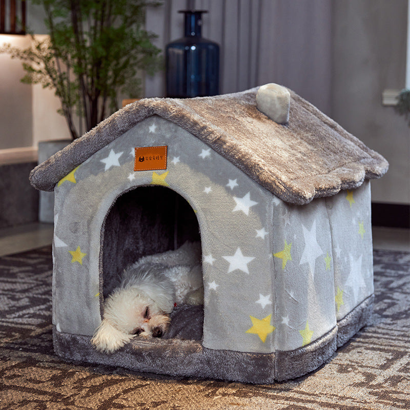 Foldable Dog & Cat House – Winter Warm Pet Kennel ❄️