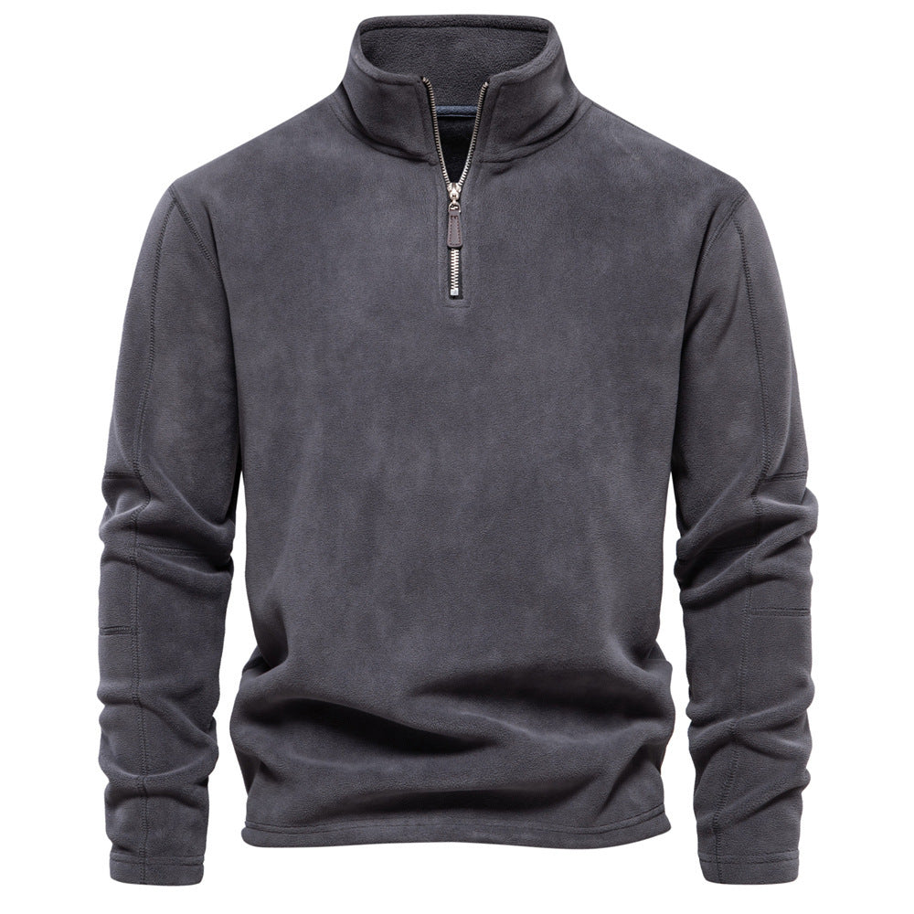 Fashion Personality Stand-Collar Zippered Fleece Sweatshirt – Winter Warm Casual Pullover for Men | Dubai UK USA