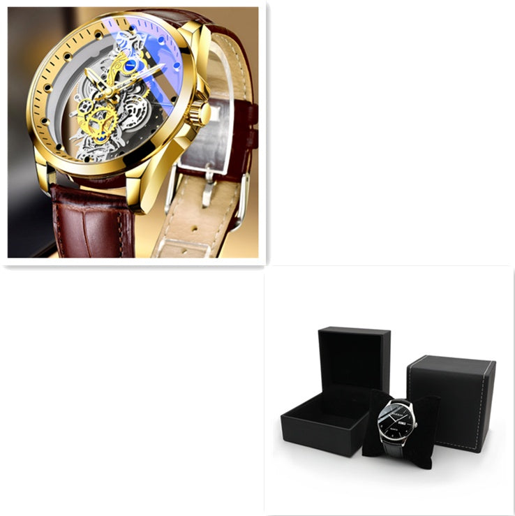 Men Watch Skeleton Automatic Quartz Watch Gold Skeleton Vintage Man Watch Mens Watches Top Brand Luxury - GM Traders