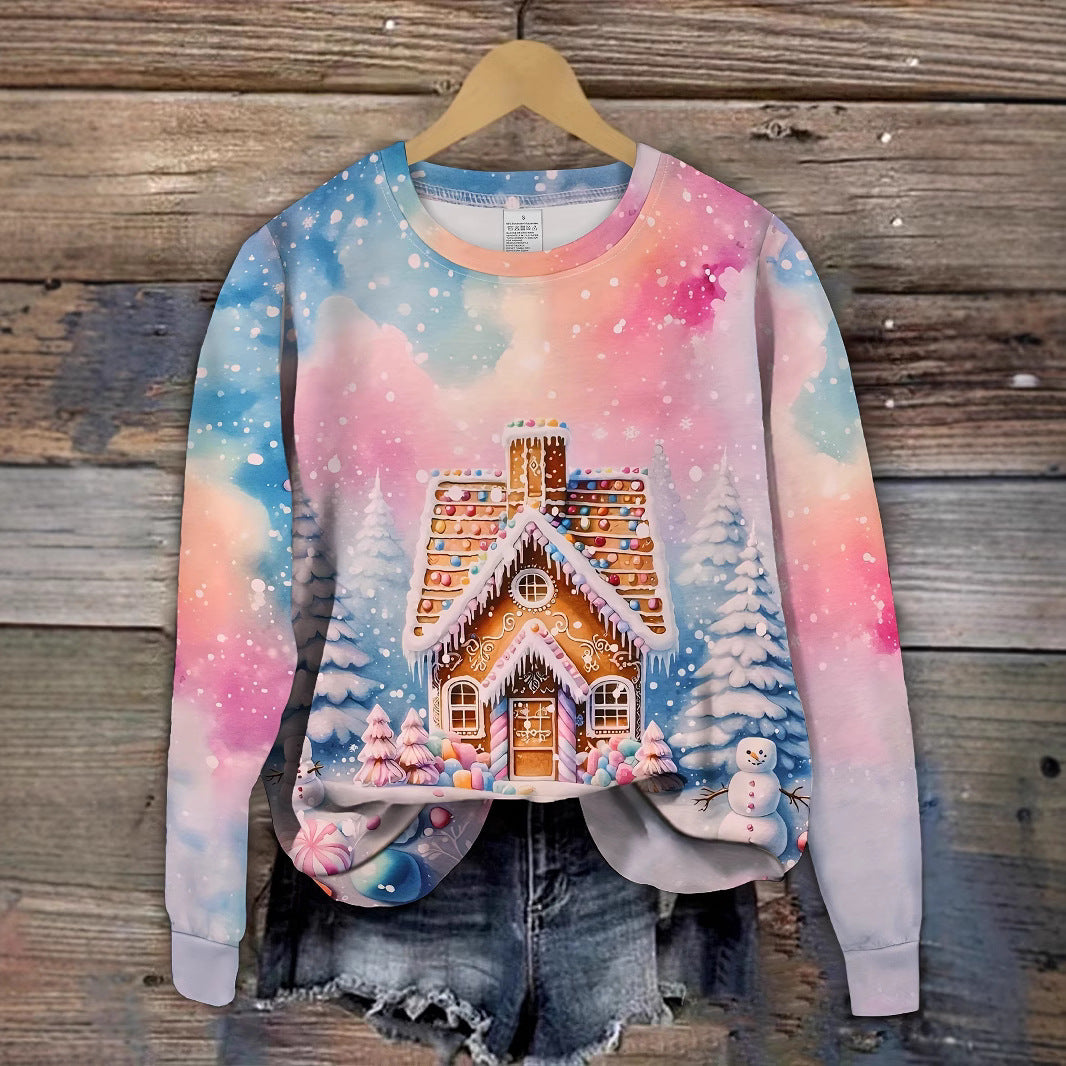 Christmas Building Snowman & Snowflake Graphic Sweater
