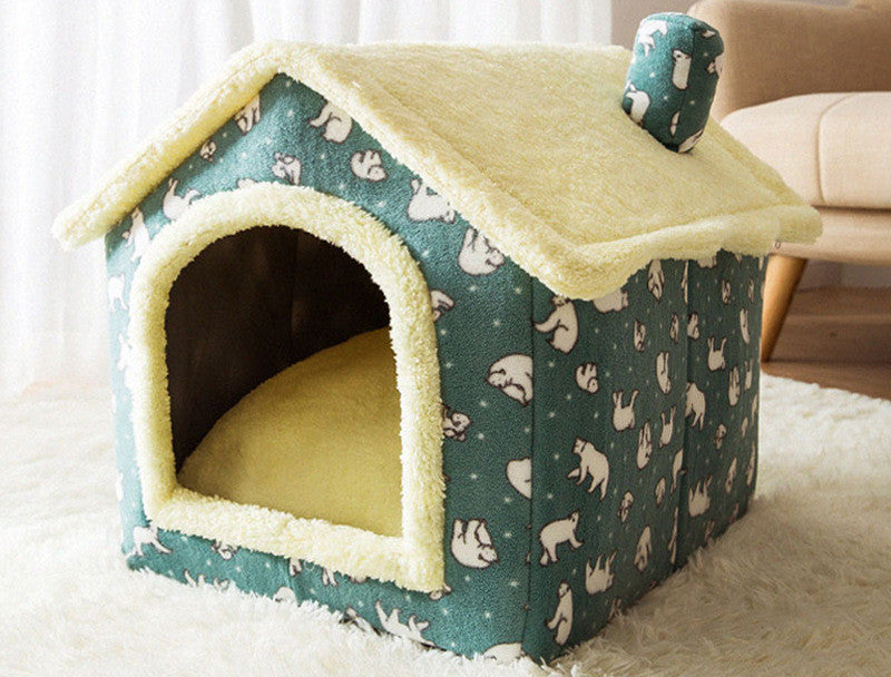 Foldable Dog & Cat House – Winter Warm Pet Kennel ❄️