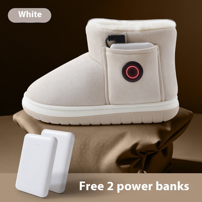 Electric Rechargeable Heating Shoes – Winter Foot Warmer Temperature-Controlled Cotton Home Shoes