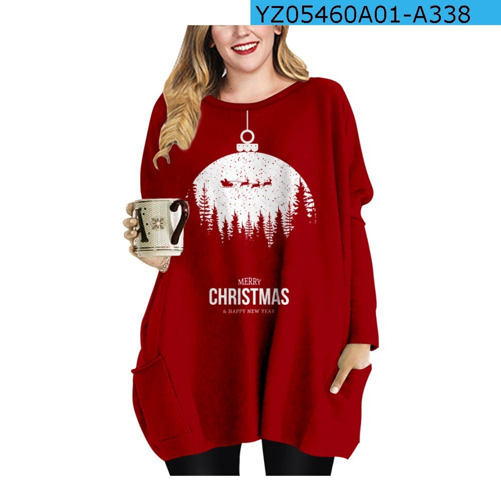 Long Christmas Snowflake Round Neck Dress