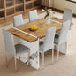 Table And Chair Set.Natural Wood Grain MDF Dining Table  55x31.5 Inch.Paired With 6 Modern Style Dining Chairs In Light Gray, Essential For Minimalist Homes.Blending Into Various Home Environments. - GM Traders