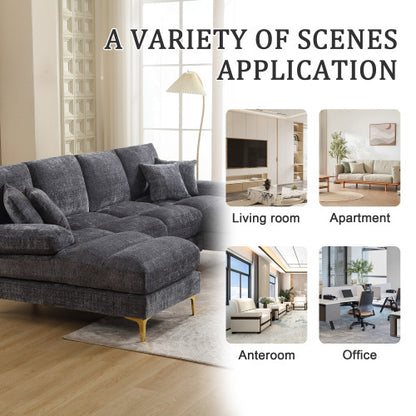 GOMYWAY Sectional Couches For Living Room Modular Sofa With Double Chaise U- Shaped Sofa Set With Chenille Fabric For Home Furniture