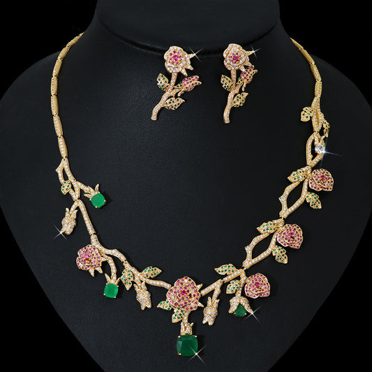 Bridal Jewelry Set – High Quality Flower Necklace & Earrings - GM Traders