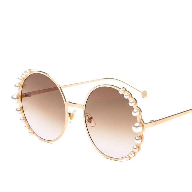 Round Frame Pearl UV400 Sunglasses for Women