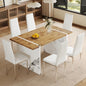Table And Chair Set.Natural Wood Grain MDF Dining Table  55x31.5 Inch.Paired With 6 Modern Style Dining Chairs In Light Gray, Essential For Minimalist Homes.Blending Into Various Home Environments. - GM Traders