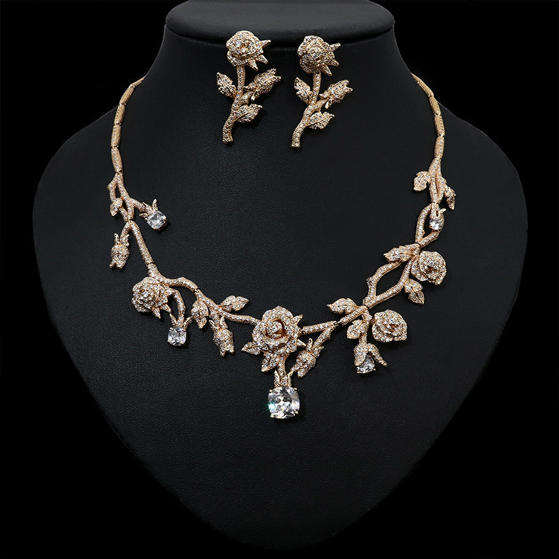 Bridal Jewelry Set – High Quality Flower Necklace & Earrings - GM Traders