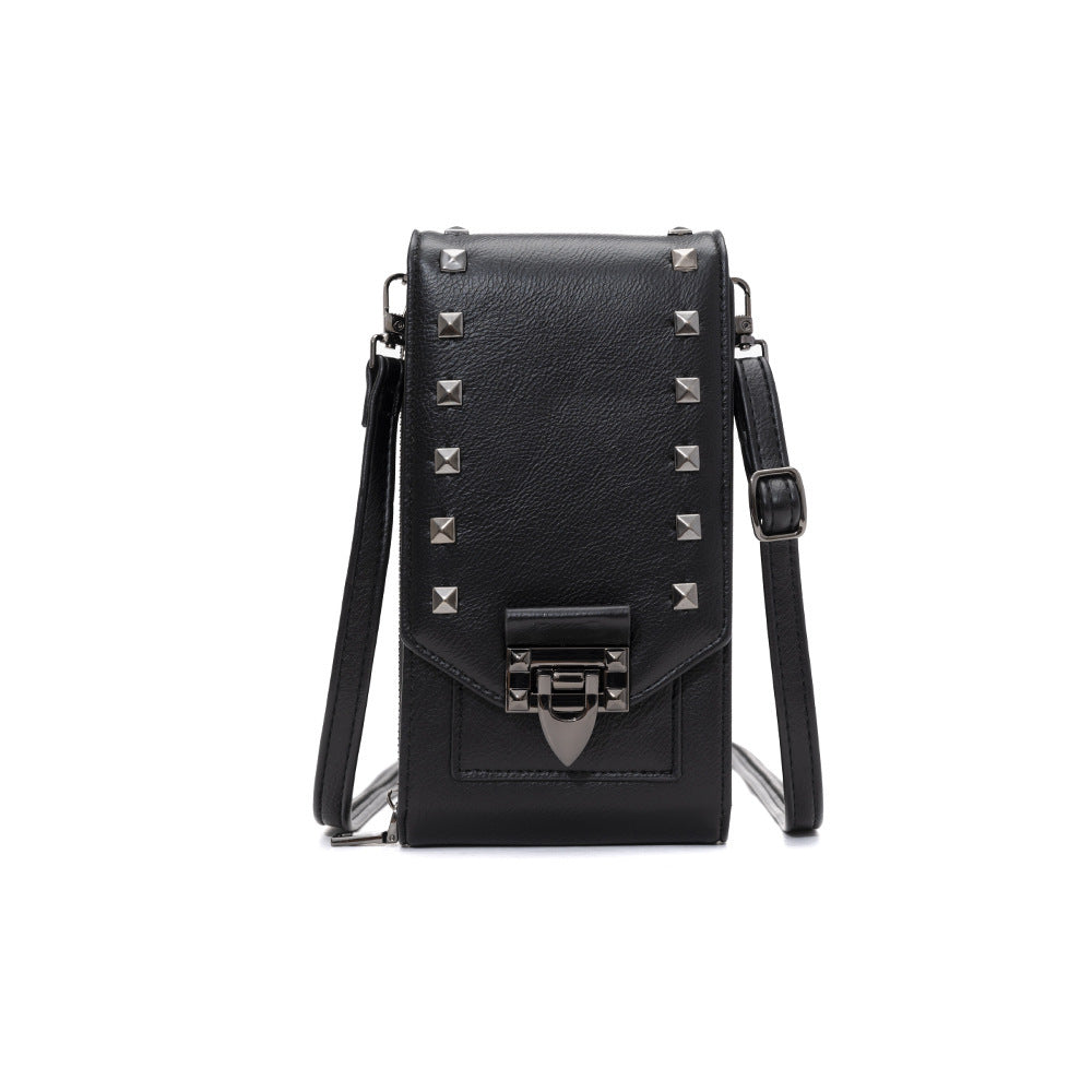 Rivet Design Shoulder Bags Mobile Phone Handbag Solid Color Crossbody Bags Women - GM Traders