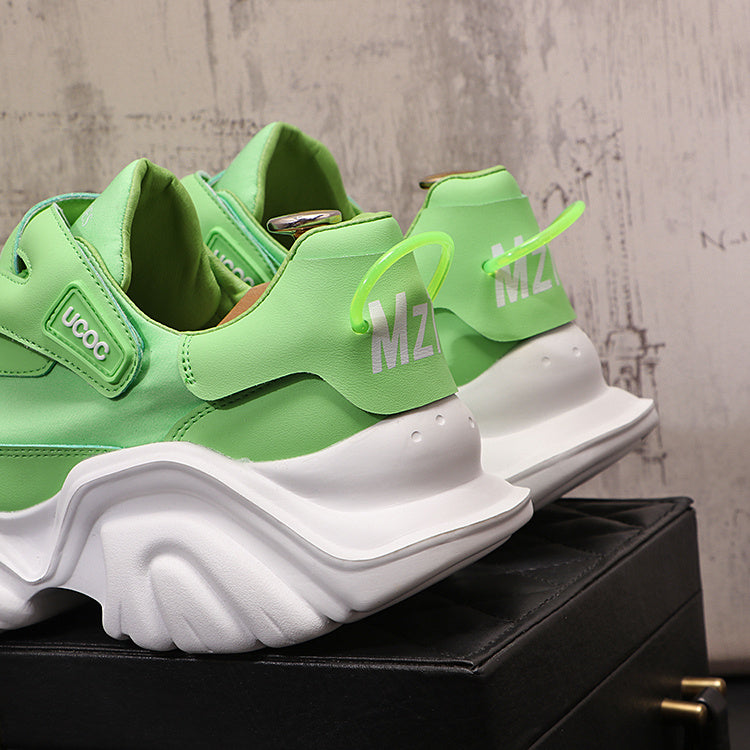Neon green and white retro lace-up super hot youth casual shoes