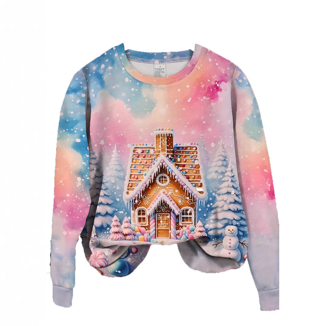 Christmas Building Snowman & Snowflake Graphic Sweater