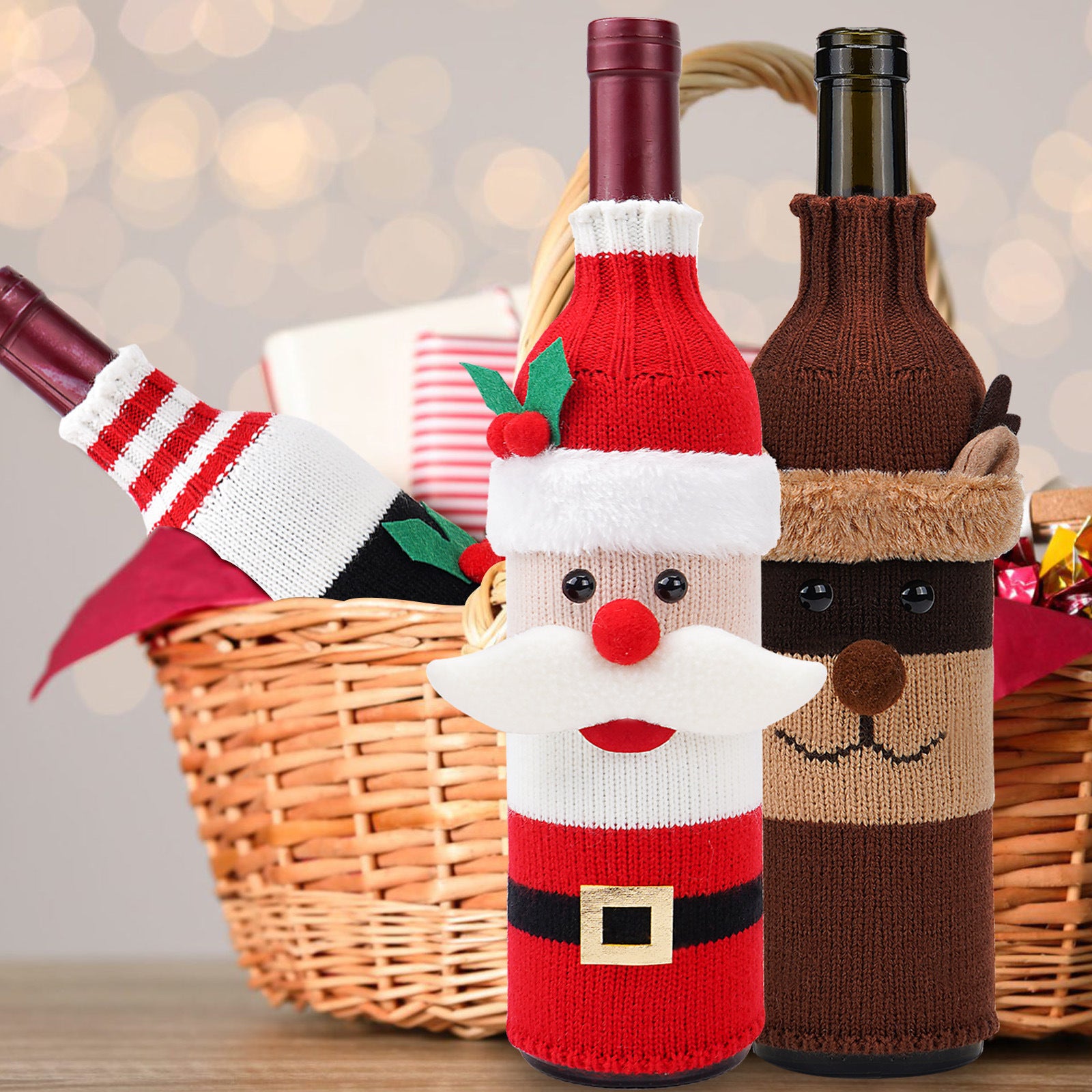 Christmas Bottle Cover – Home Fashion Simple Holiday Decoration for Wine & Bottles