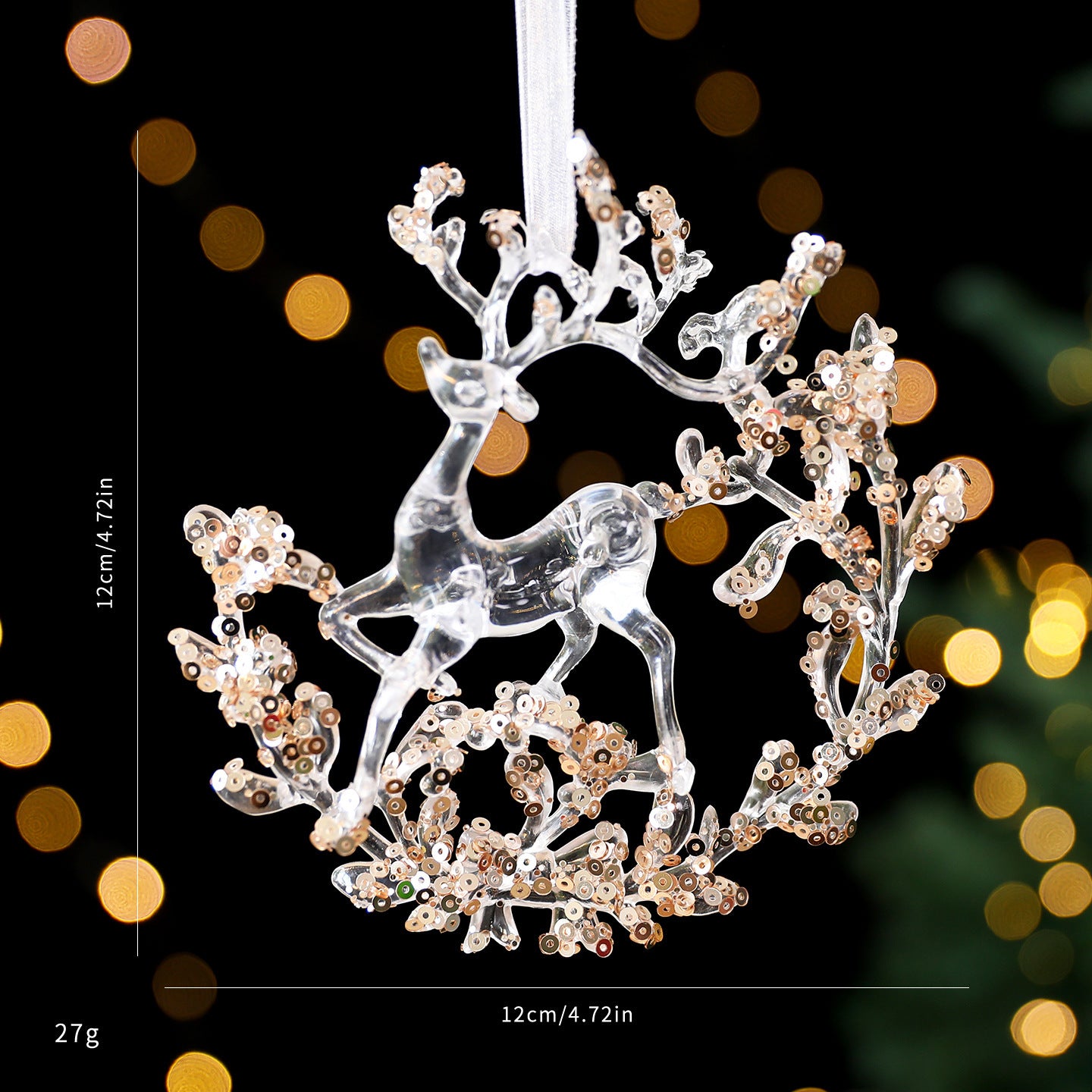 Sequined Acrylic Christmas Pendants – Transparent Holiday Ornaments for Tree, Home & Party Décor