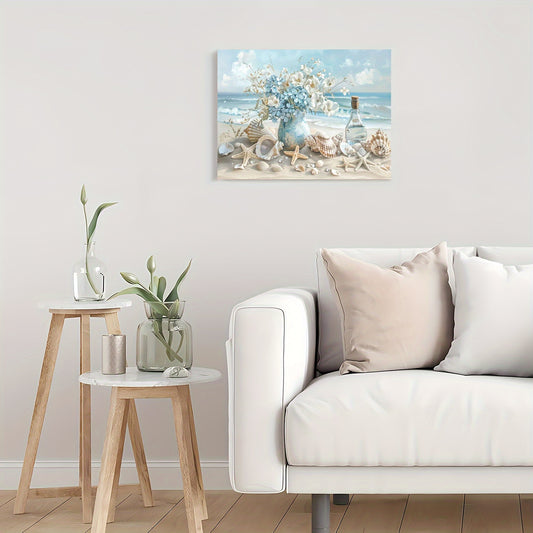 Blue Vase Floral Canvas – Framed Wooden Wall Art for Home & Office Decor