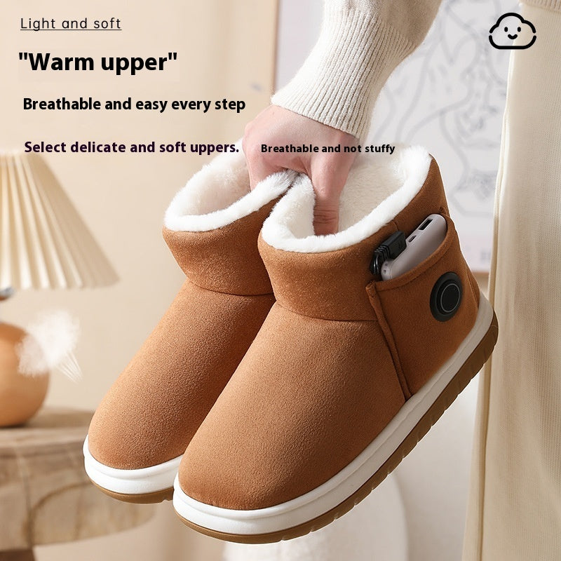 Electric Rechargeable Heating Shoes – Winter Foot Warmer Temperature-Controlled Cotton Home Shoes