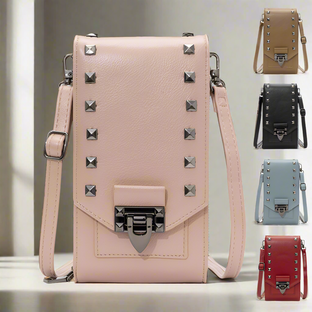 Rivet Design Shoulder Bags Mobile Phone Handbag Solid Color Crossbody Bags Women - GM Traders
