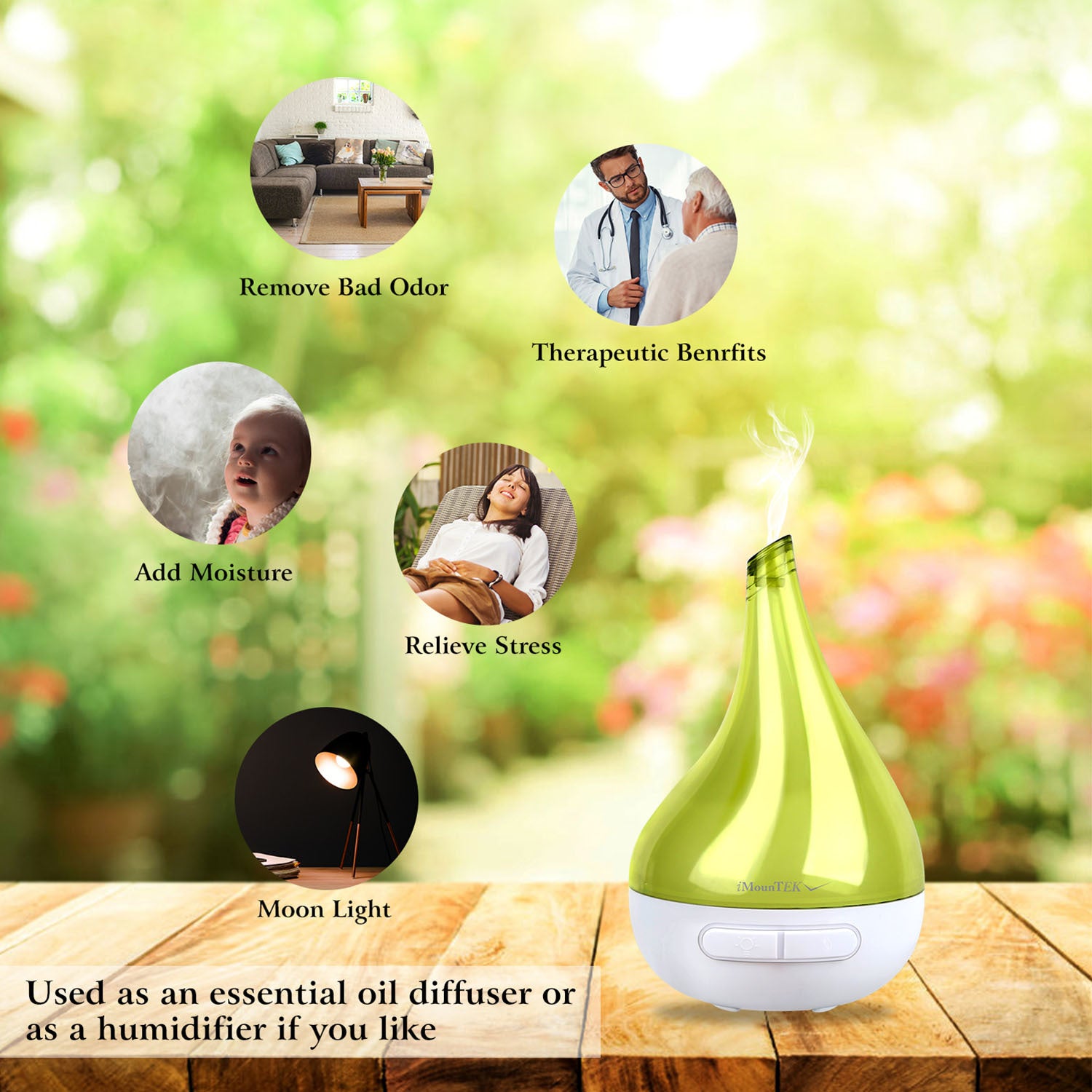 1Pc Drop Shaped Cool Mist Humidifier Ultrasonic Aroma Essential Oil Diffuser With LED Light For Office Home Room Vehicle Study Yoga Spa - GM Traders