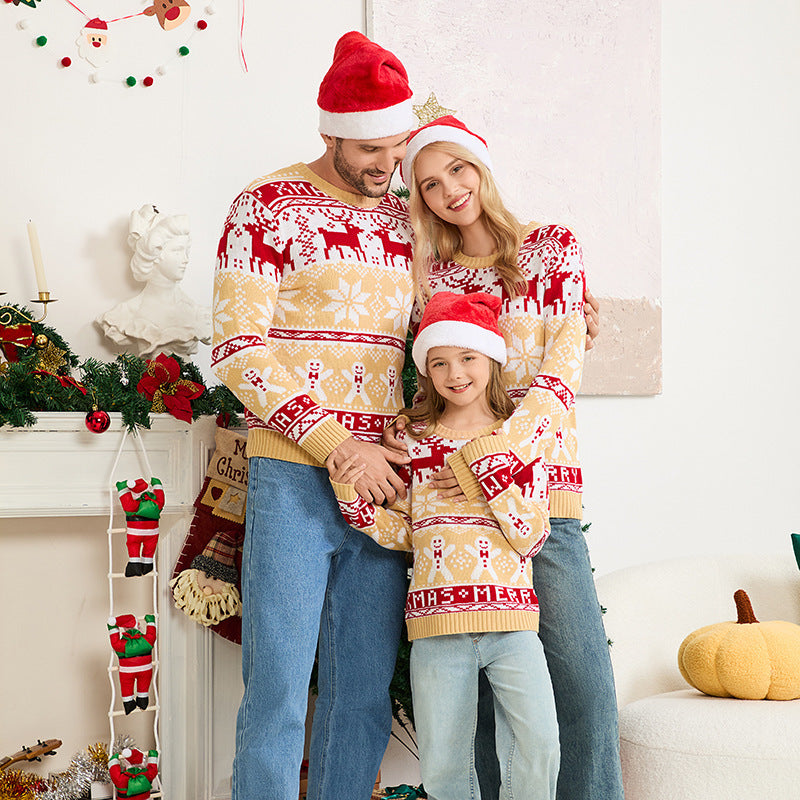 Casual Parent-Child Christmas Knitted Pullover Sweater – Matching Family Holiday Outfit