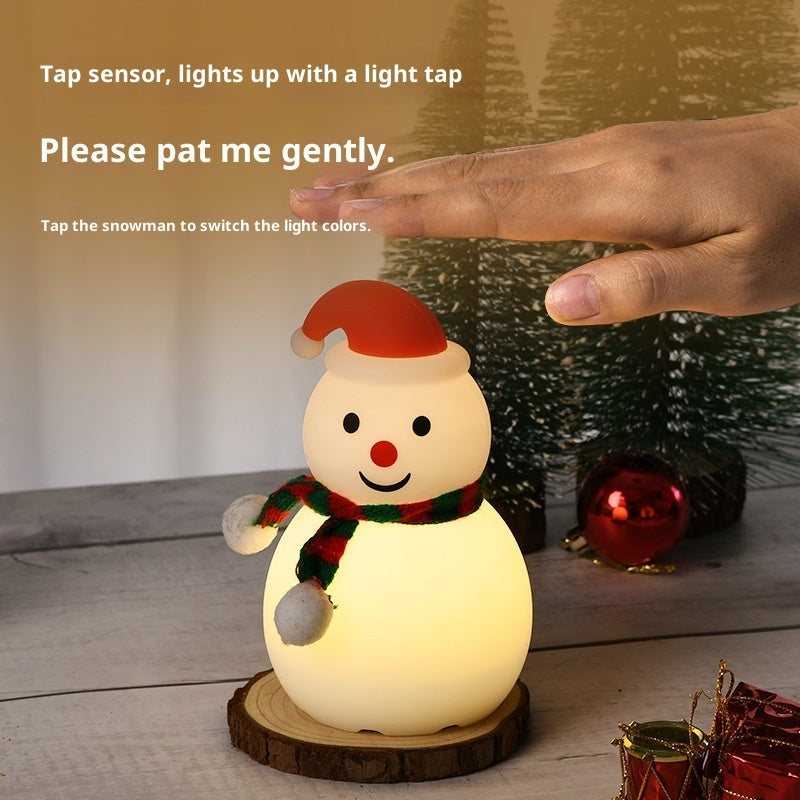 Christmas Snowman Silicone Night Light with Bluetooth Speaker – Soft LED Mini Lamp for Bedroom & Holiday Décor