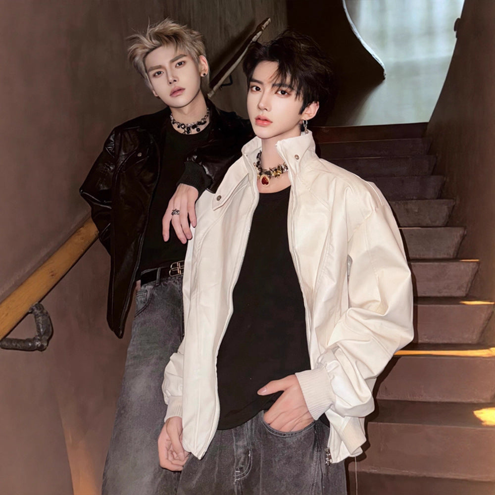 Men’s Stylish Casual Short Leather Jacket | Slim Fit Synthetic Leather Autumn Coat |Winter