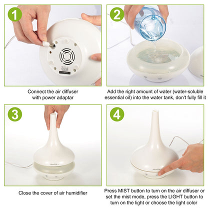 1Pc 200ml Cool Mist Humidifier Ultrasonic Aroma Essential Oil Diffuser With 7 Color LED Lights Waterless Auto Off For Office Home Room Study Yoga Spa - GM Traders