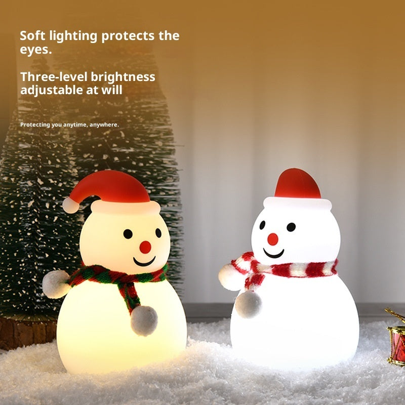 Christmas Snowman Silicone Night Light with Bluetooth Speaker – Soft LED Mini Lamp for Bedroom & Holiday Décor