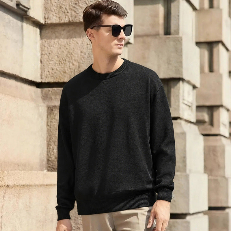 Men’s Thickened Cotton Knit Base Layer Top | Slim Fit Warm-Keeping Pullover