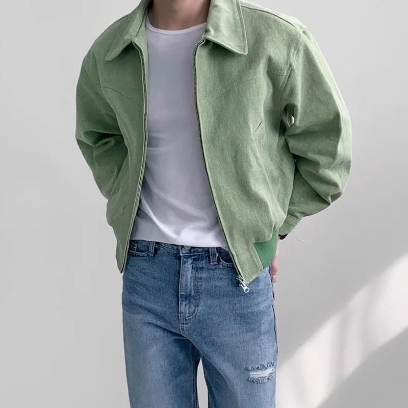 Men’s Loose Lapel Short Jacket – Hong Kong Style Fashion Coat | Spring & Autumn Casual Outerwear