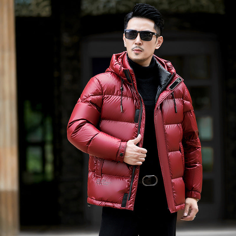 Men’s Premium White Duck Down Hooded Puffer Jacket | Extra Thick Slim Fit Winter Coat