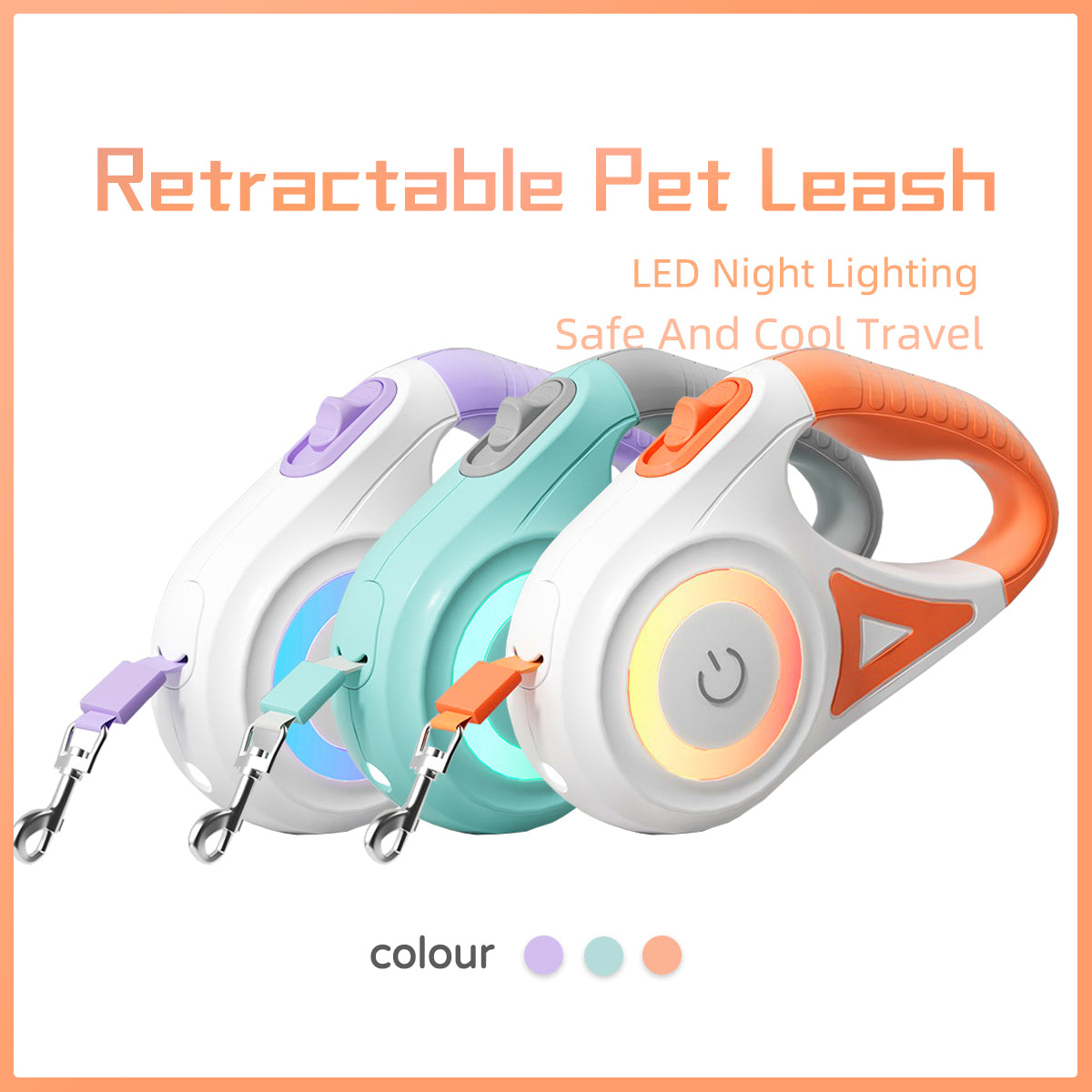 Retractable Dog Leash with Collar | Automatic One-Button Brake Pet Traction Rope for Small & Medium Dogs
