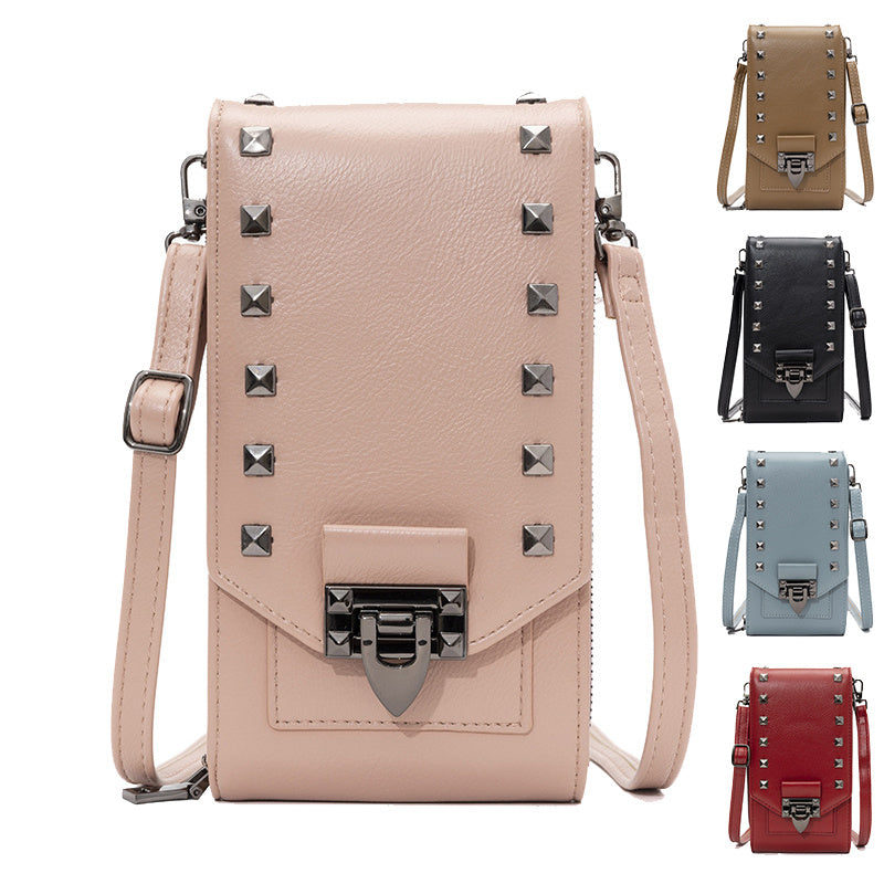Rivet Design Shoulder Bags Mobile Phone Handbag Solid Color Crossbody Bags Women - GM Traders