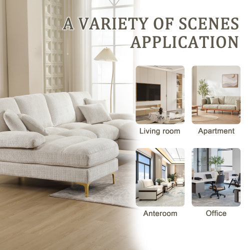 GOMYWAY Sectional Couches For Living Room Modular Sofa With Double Chaise U- Shaped Sofa Set With Chenille Fabric For Home Furniture
