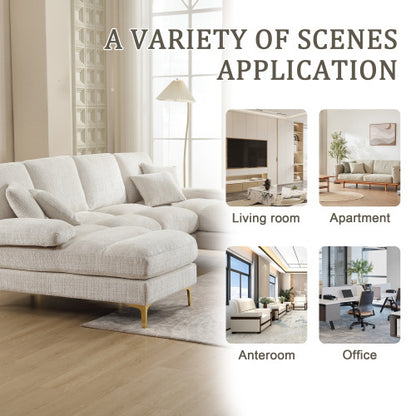 GOMYWAY Sectional Couches For Living Room Modular Sofa With Double Chaise U- Shaped Sofa Set With Chenille Fabric For Home Furniture