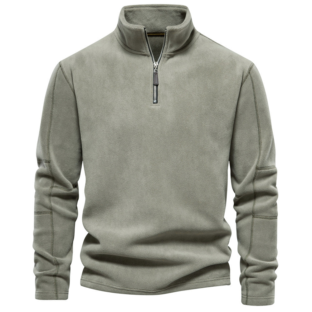 Fashion Personality Stand-Collar Zippered Fleece Sweatshirt – Winter Warm Casual Pullover for Men | Dubai UK USA