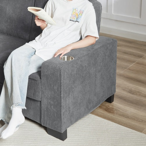 83.86Corduroy Fabric Sofa,Modern Compressed Couch,3-Seater Sofa, Furniture For Living Room,Bedroom,office - GM Traders