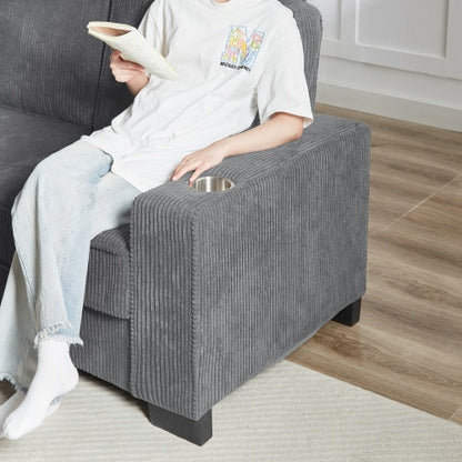 83.86Corduroy Fabric Sofa,Modern Compressed Couch,3-Seater Sofa, Furniture For Living Room,Bedroom,office - GM Traders