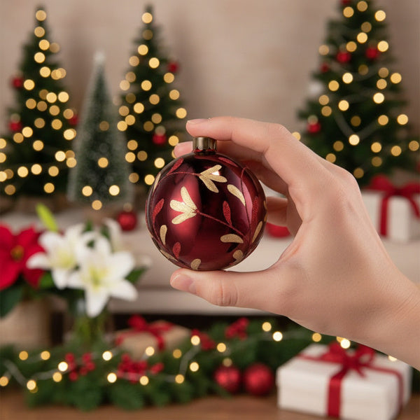 4PCS Christmas Glass Ball Ornaments – Shiny Hanging Xmas Tree Decorations for Holiday Party & Home