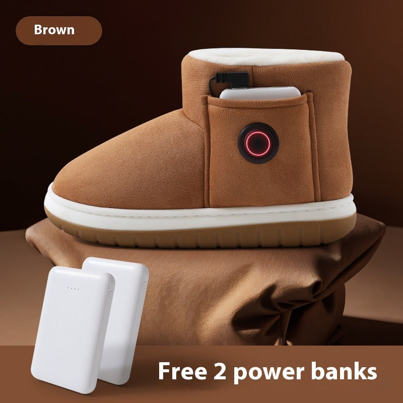 Electric Rechargeable Heating Shoes – Winter Foot Warmer Temperature-Controlled Cotton Home Shoes