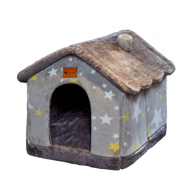 Foldable Dog & Cat House – Winter Warm Pet Kennel ❄️