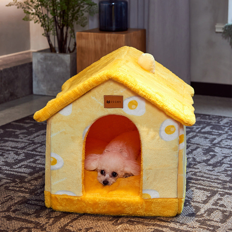 Foldable Dog & Cat House – Winter Warm Pet Kennel ❄️
