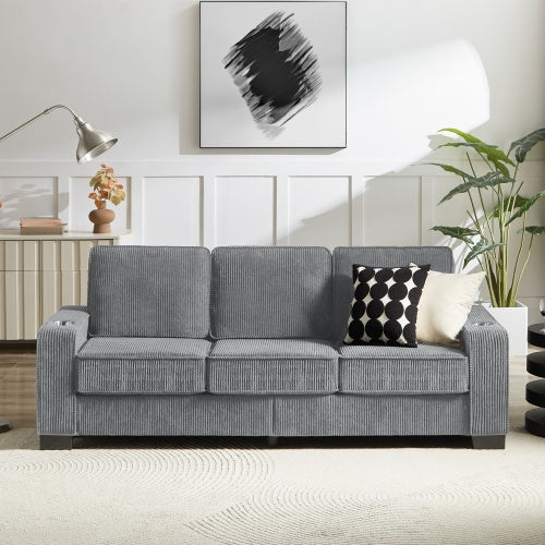 83.86Corduroy Fabric Sofa,Modern Compressed Couch,3-Seater Sofa, Furniture For Living Room,Bedroom,office - GM Traders