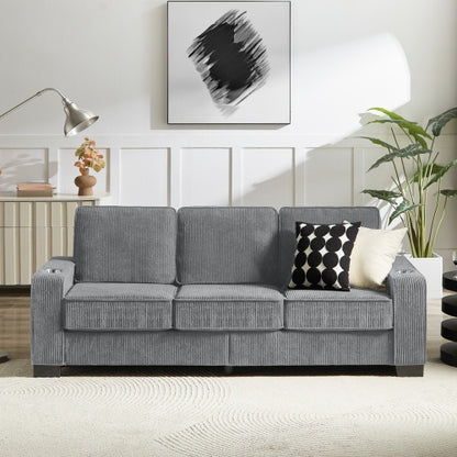 83.86Corduroy Fabric Sofa,Modern Compressed Couch,3-Seater Sofa, Furniture For Living Room,Bedroom,office - GM Traders