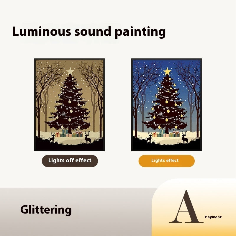 2024 Luminous Christmas Tree Painting Bluetooth Speaker – LED Light & Shadow Art Desktop Ornament Gift