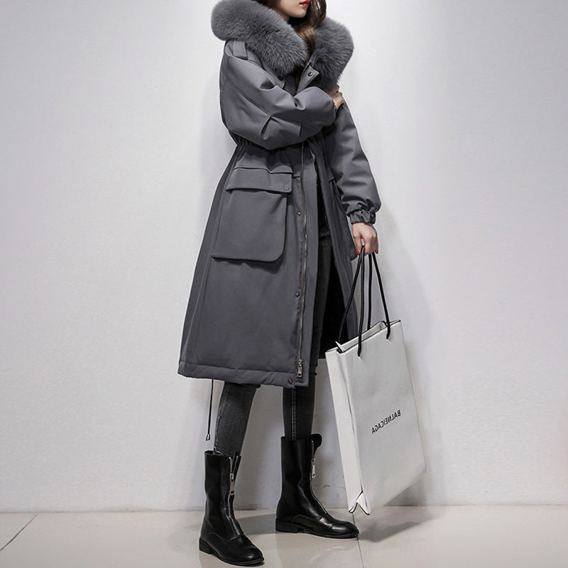 Women’s Parker Down Jacket – Big Fur Collar Loose Fit Winter Coat