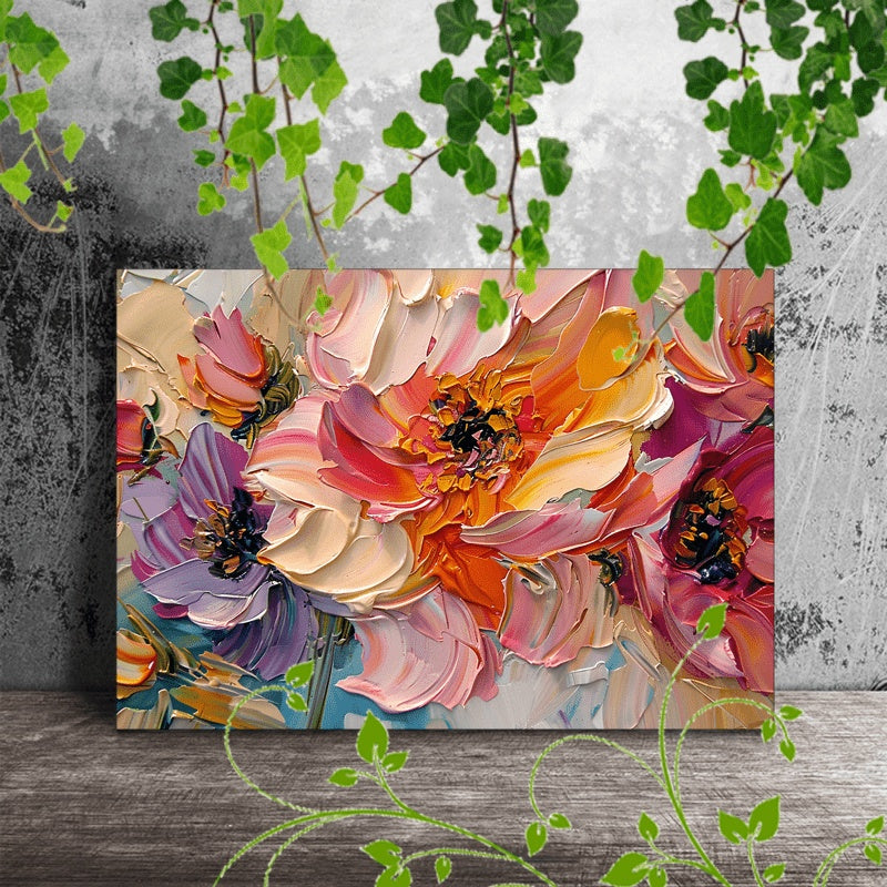 Vibrant Floral Canvas – Framed Abstract Flower Wall Art for Home & Office Decor