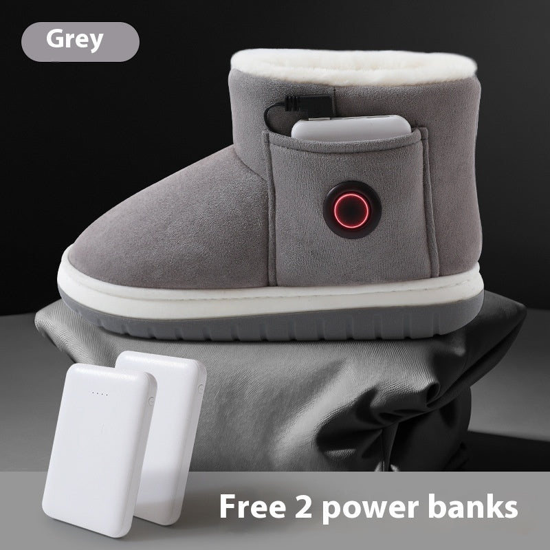 Electric Rechargeable Heating Shoes – Winter Foot Warmer Temperature-Controlled Cotton Home Shoes