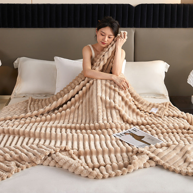 Double-Sided Rabbit Plush Blanket – Cozy Home & Office Nap Blanket | Winter