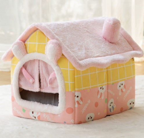 Foldable Dog & Cat House – Winter Warm Pet Kennel ❄️