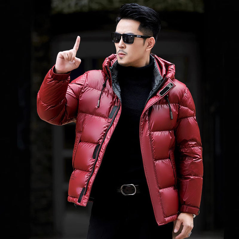 Men’s Premium White Duck Down Hooded Puffer Jacket | Extra Thick Slim Fit Winter Coat